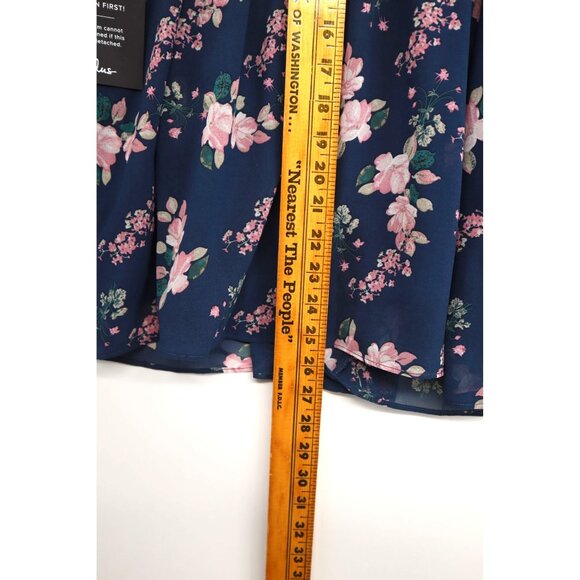 Lulus Floral Navy Blue Off-The-Shoulder Smocked Mini Dress Long Sleeves Womens S - Picture 4 of 15